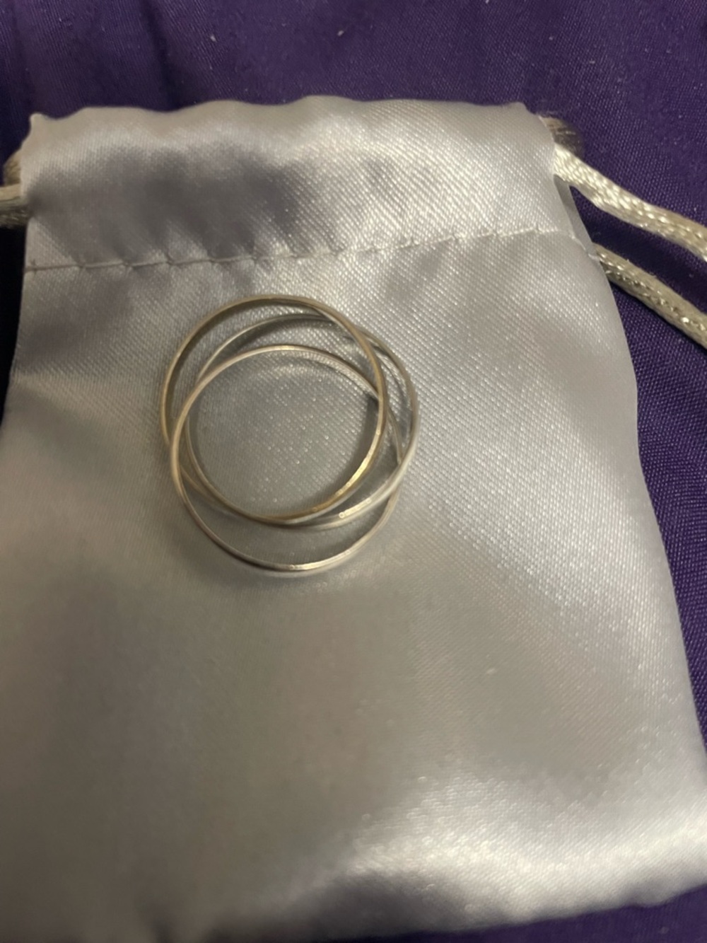 Sterling Silver Interlocking Trio Ring - Silver
